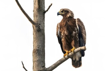 Philippine Eagle Perched on a Branch on White Background, Realistic Photo, Pattern Background, Wallpaper, Cover and Screen for Smartphone, Cell Phone, Computer, Laptop