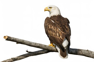 Philippine Eagle Perched on a Branch on White Background, Realistic Photo, Pattern Background, Wallpaper, Cover and Screen for Smartphone, Cell Phone, Computer, Laptop