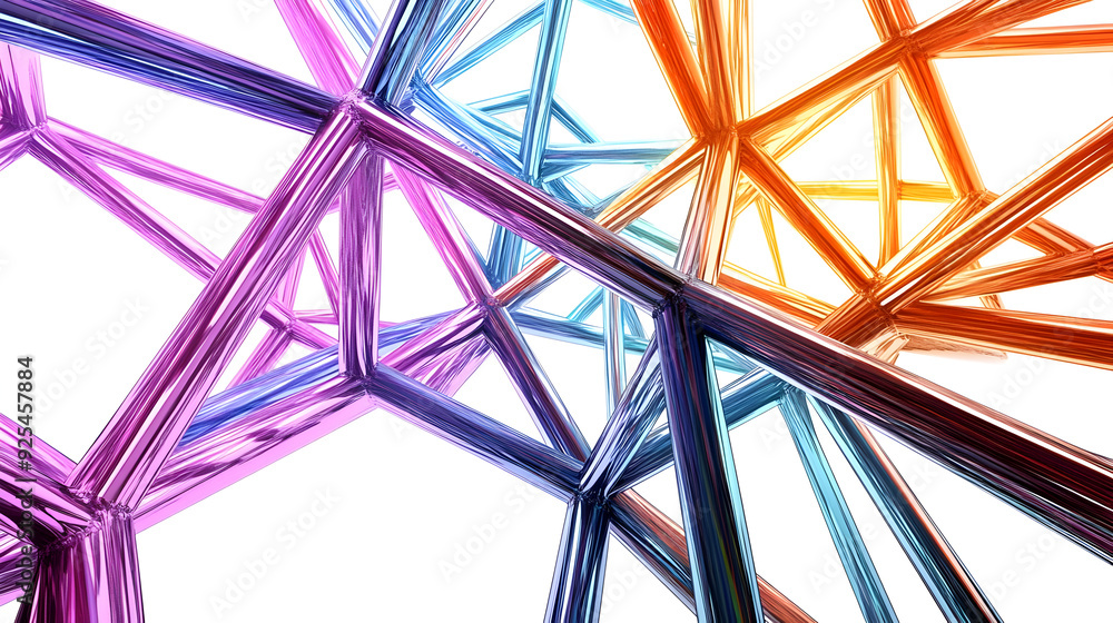 Aufkleber abstract colorful structure resembling interconnected beams or frameworks.