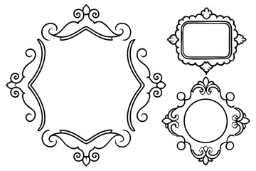 Vintage calligraphic frames. Ornate calligraphy frame, retro elegant ornamental borders, filigree floral ornaments for framed certificate template. Isolated vector decorative Victorian dividers set.  