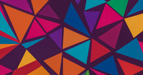 Fototapeta premium A vibrant abstract geometric pattern featuring a multitude of colors such as orange, purple, blue, and pink in a stained glass style