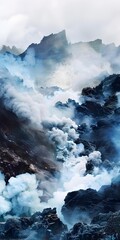 Fototapeta premium Icelandic Volcano Eruption with Smoke and Steam