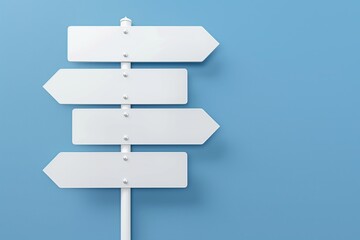A white sign with four arrows pointing in different directions - obrazy, fototapety, plakaty