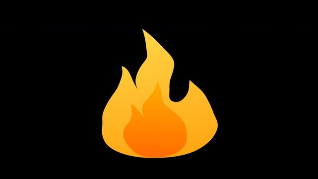 Cartoon fire element on transparent background. Pre-rendered with alpha channel with 4K resolution. Cartoon loop fire animation. Flame background and texture.