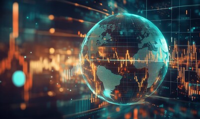 A computer generated image of a globe with a blue circle in the middle