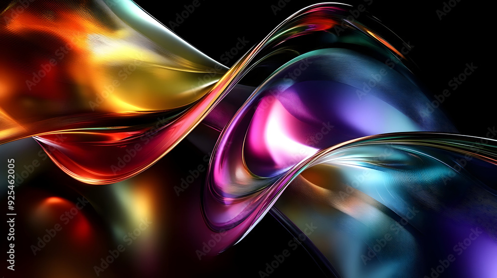 Poster abstract colorful wavy design with shiny surface.