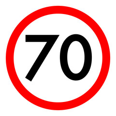 Speed limit 70 round road traffic icon