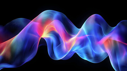 Abstract colorful wavy lines on black background.
