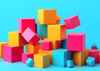 Obraz premium Abstract Colorful Cubes Geometric Shapes 3D Rendered Design