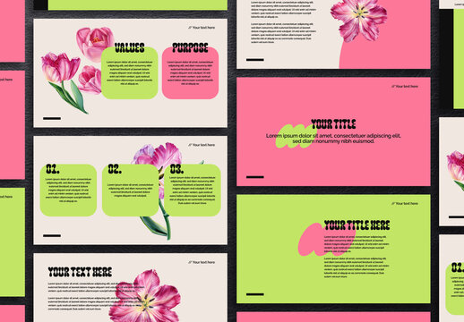 Modern Floral Web Presentation with Bold Typography Layout