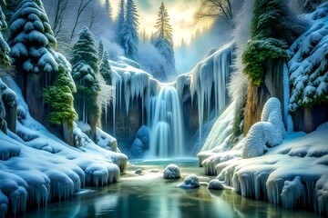 frozen waterfall wonderland a winter landscape