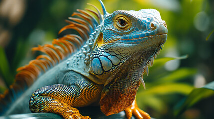 Fototapeta premium Majestic Iguana in a Cool Setting with Copy Space for Text.