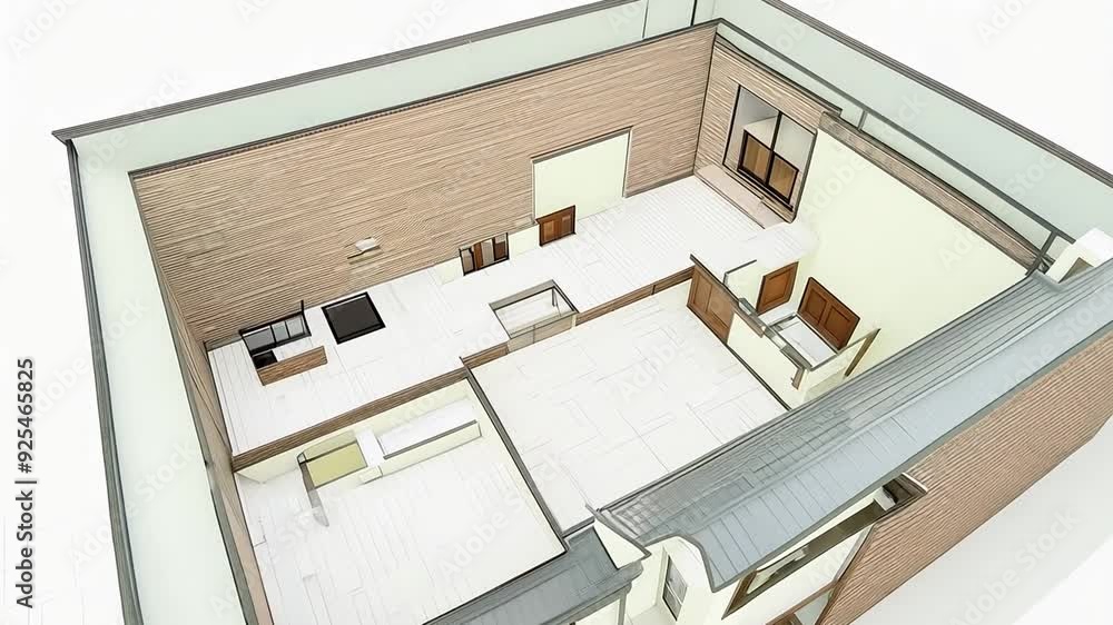 Poster open concept floor plan layout of a modern house in top view generative ai