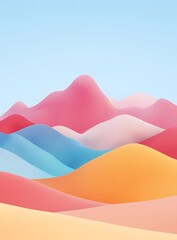 Abstract Colorful Mountain Landscape Illustration