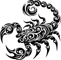Fototapeta premium Striking scorpion silhouette vector design. Minimalistic insect illustration. Perfect for Scorpio zodiac art.