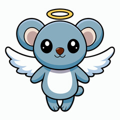 Animal Holiday Icon Cute Koala Angel Flying Cartoon Vector