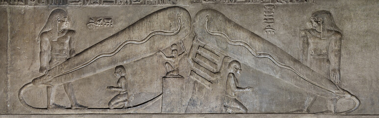 Dendera Light Bulb or Dendera lamp in the Hathor temple at Dendera. Qena. Egypt. 