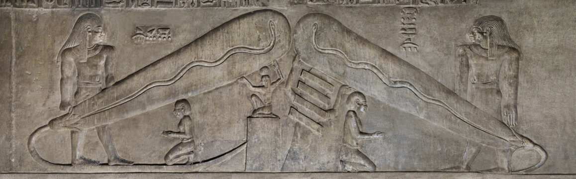 Dendera Light Bulb or Dendera lamp in the Hathor temple at Dendera. Qena. Egypt. 