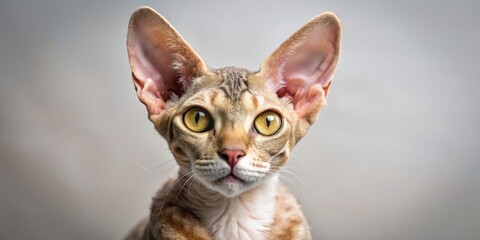 Beautiful Devon Rex cat with unique curly coat and large ears, Devon Rex, cat, pet, feline, curly coat, large ears, whiskers