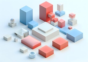 Obraz premium Abstract 3D Shapes, Minimalist Geometric Background