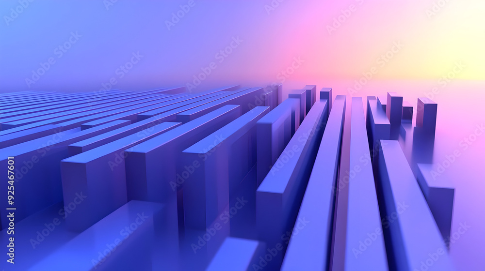 Poster abstract design featuring layered geometric shapes in a gradient background.