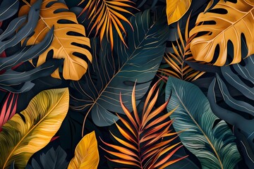 Tropical Leaves Pattern Background