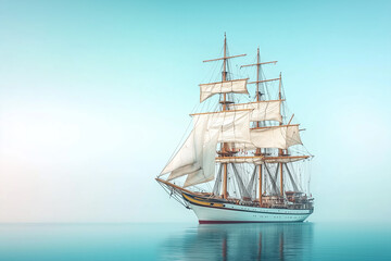 Fototapeta premium Majestic Sailing Ship on a Calm Ocean