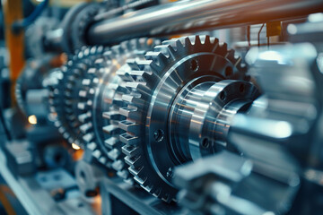 Close Up of Industrial Gears in a Factory