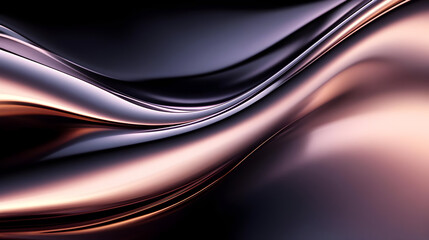 Obraz premium Abstract flowing waves in dark and metallic tones.