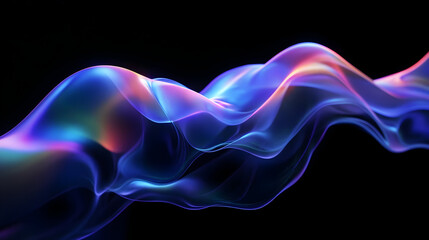 Abstract flowing waves with vibrant colors on a dark background.