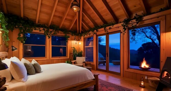 nursery style log cabin bedroom.