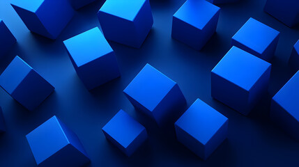 Abstract geometric blue cubes on a blue background.
