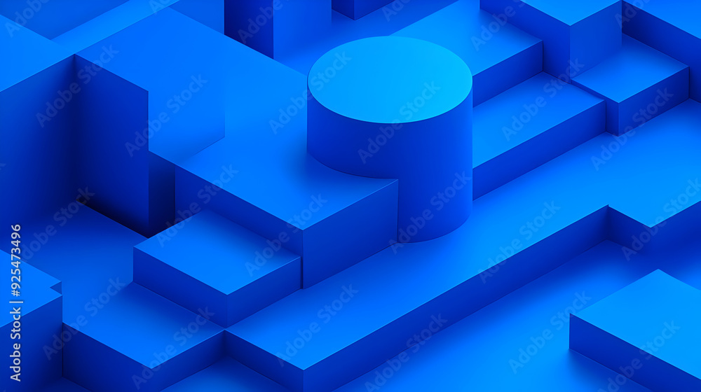 Poster abstract geometric shape pattern with a single cylinder in the center.
