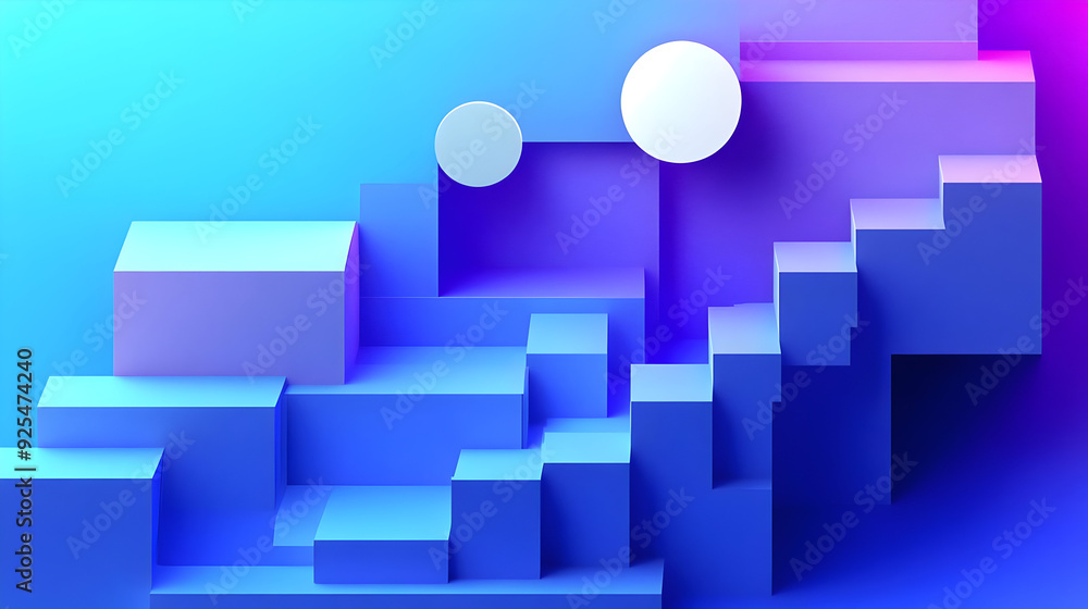 Poster abstract geometric shapes in gradient colors creating a modern digital design.