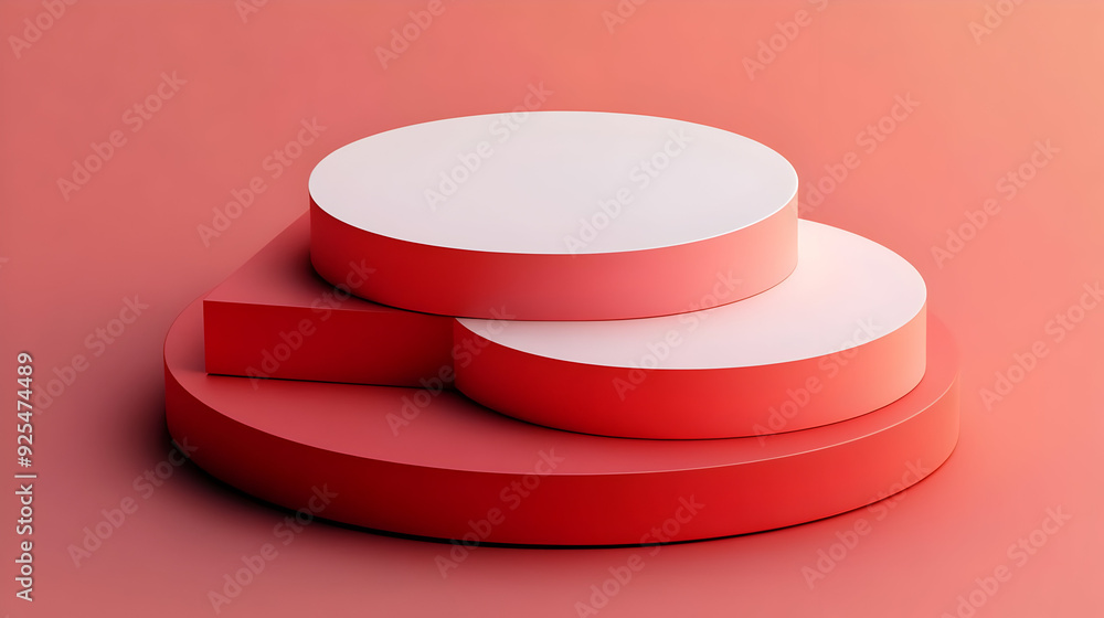 Poster abstract geometric shapes in red and white creating a modern design aesthetic.