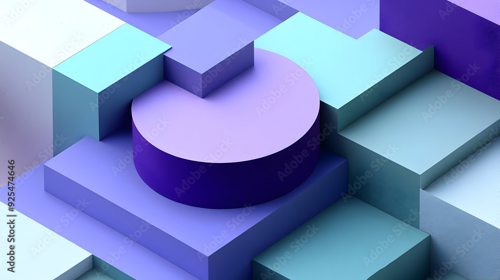 Poster abstract geometric shapes in soft pastel colors creating a modern visual composition.