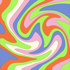 Groovy psychedelic wavy background . Retro 60s 70s liquid pattern. Modern wave retro abstract design. Swirl hippie vector illustration.