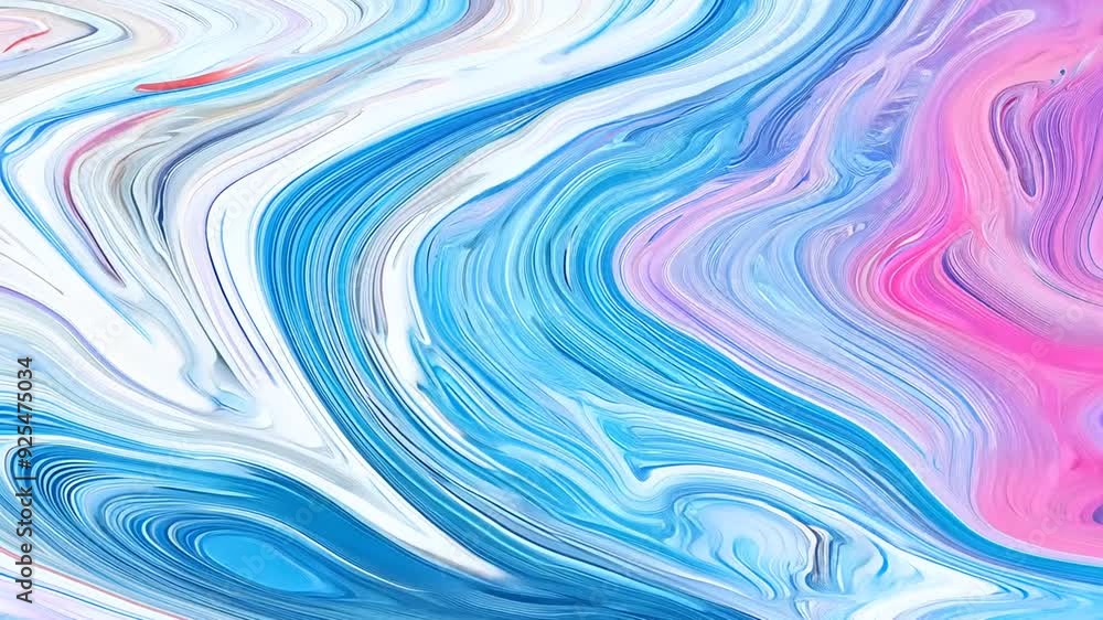 Poster dynamic abstract waves in blue and pink colors generative ai