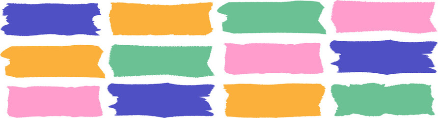 Torn paper edges set defferent shape color style