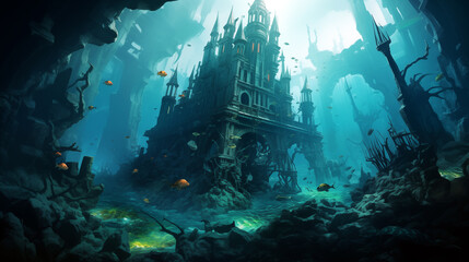 The ruins of an ancient city at the bottom of the ocean