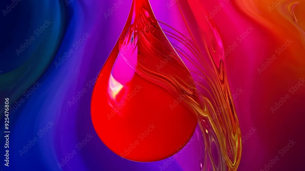 Poster vibrant red liquid drop on gradient background generative ai