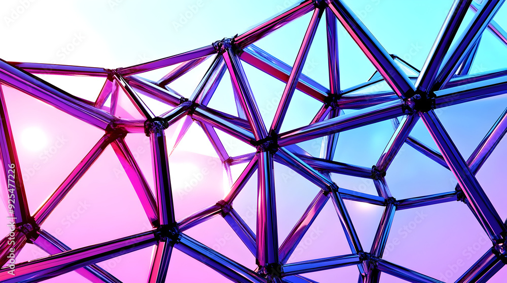 Aufkleber abstract geometric structure with vibrant colors and interconnected elements.