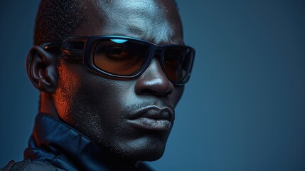 Obraz premium Portrait of a man wearing sunglasses in a dramatic lighting setup