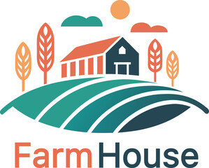 Naklejka premium Farm house with farm landscape for labe
