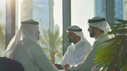 Group of corporate arab businessmen meeting in the office