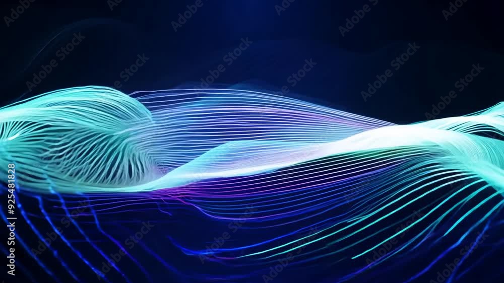Aufkleber neon fiber optic lines for a dynamic tech background generative ai
