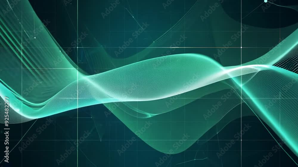 Poster abstract green and blue curve design for digital backgrounds generative ai