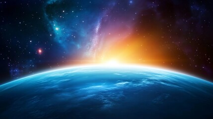 Fototapeta premium Relaxing landscape with a sky opening with stars and galaxies