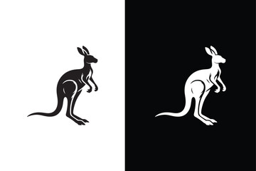 Kangaroo black silhouette vector icon. Kangaroo isolated on a white background.
