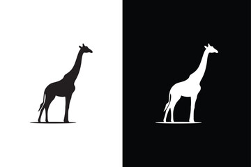 A set of giraffe vector silhouettes isolated on a white background.